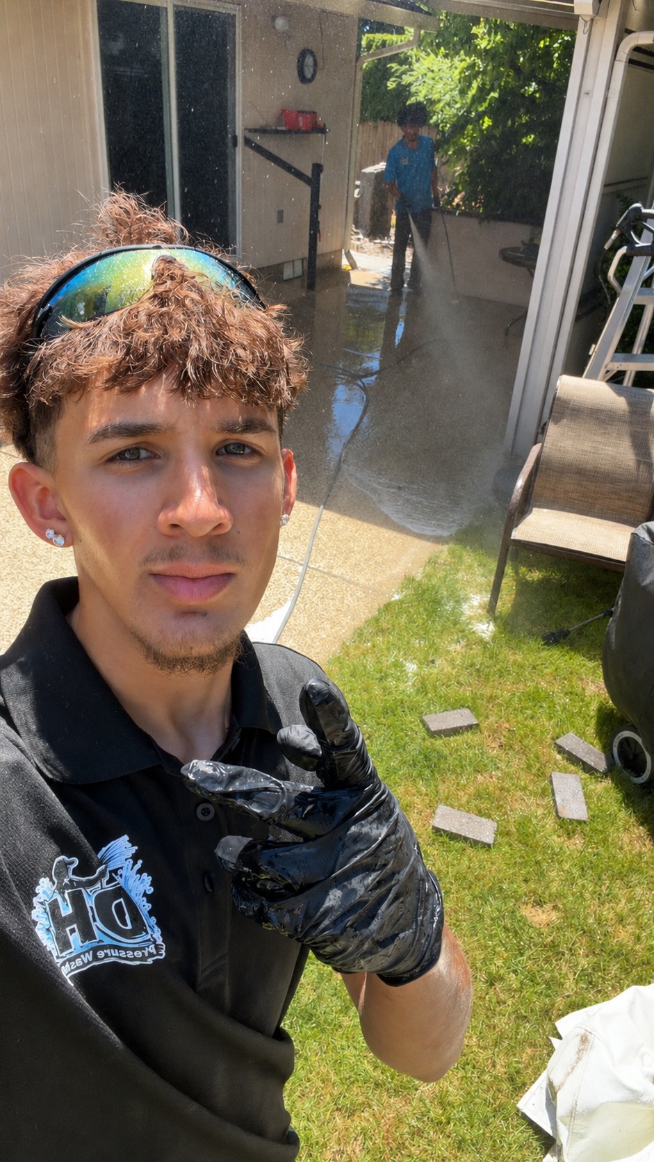DH Pressure Washing team member on the job in Vancouver, WA